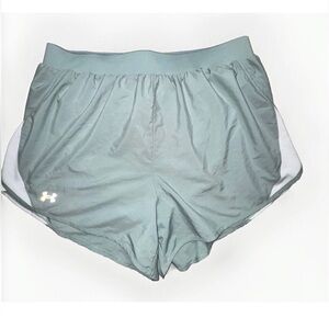 Under Armour Women’s Plus Size 1X Lined Athletic Gym Shorts Baby Blue Logo EUC